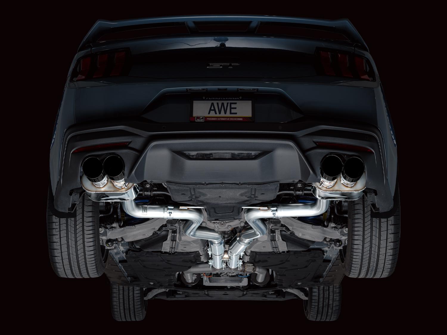AWE SwitchPath Catback Exhaust - Quad Diamond Black Tips (2024-2026 Mustang GT) - 3025-43650