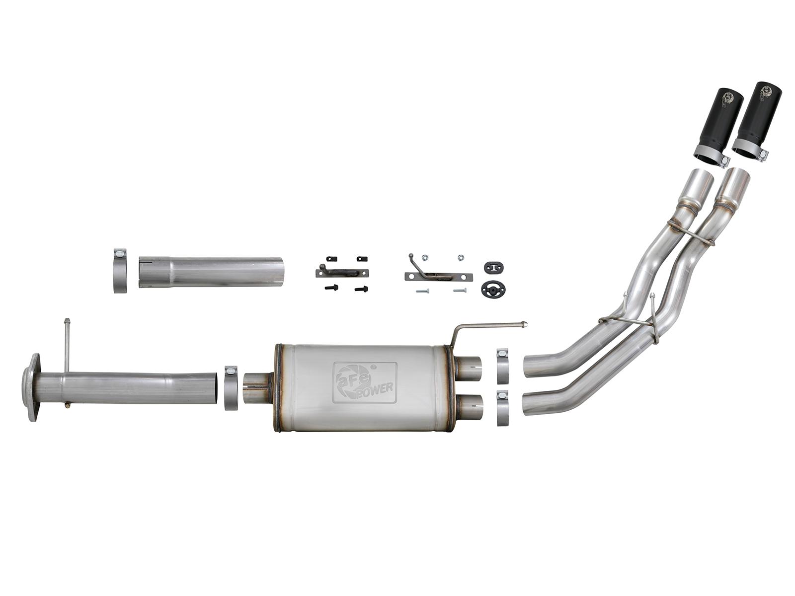 AFE Rebel Series 3 IN to 2-1/2 IN 409 Stainless Steel Cat-Back Exhaust w/ Black Tip (2011-2014 F-150) - 49-43078-B