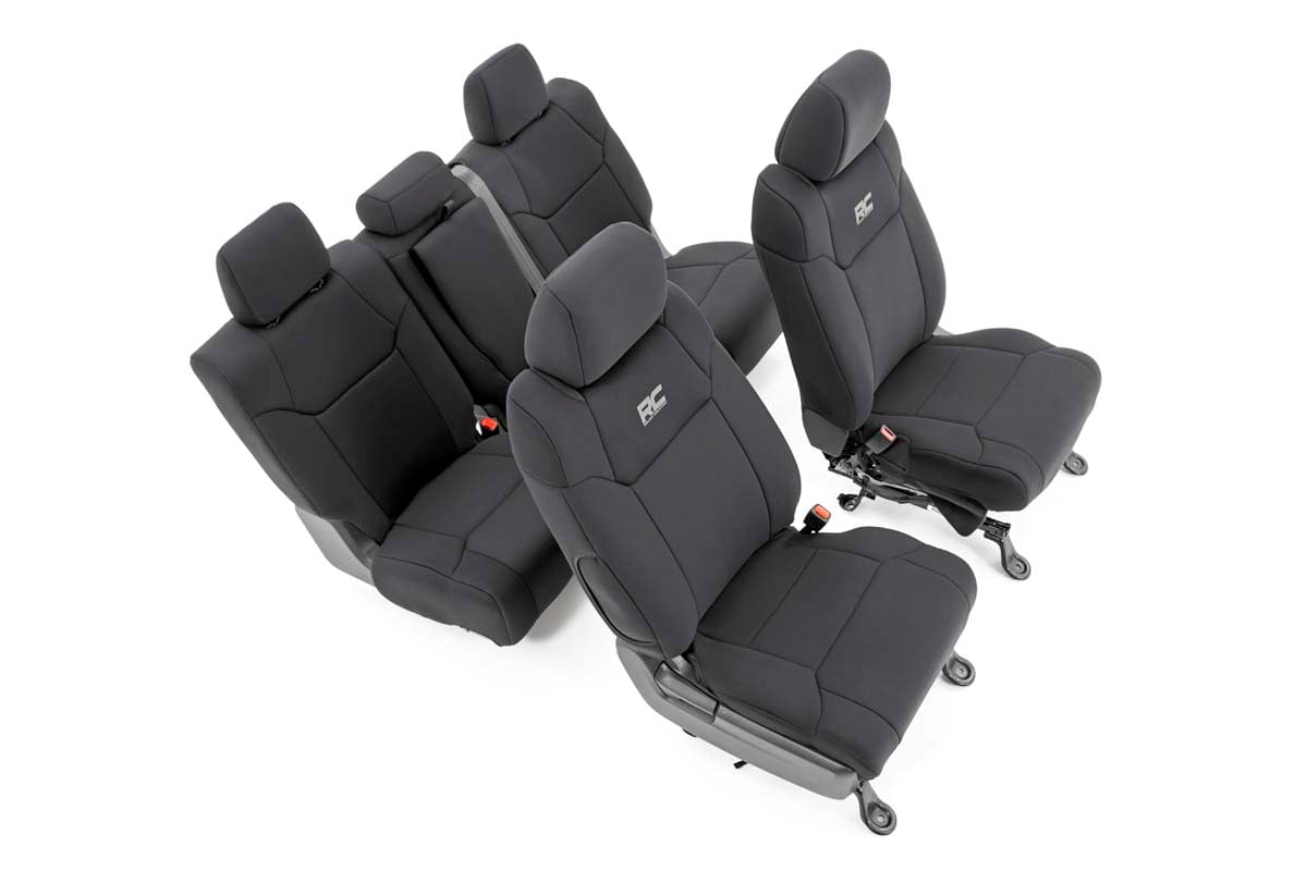 Rough Country Toyota Neoprene Front &amp; Rear Seat Covers (14-20 Tundra, Crew Cab) (2014-2018 Tundra) - 91027A