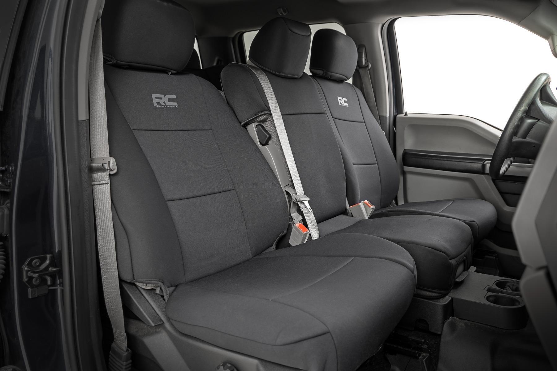 Rough Country Seat Covers FR Bench Ford F-150 (15-26)/F-250 Super Duty (17-26)/F-350 Super Duty (17-26) (2017-2024 F-350 Super Duty, F-250 Super Duty) - 91063