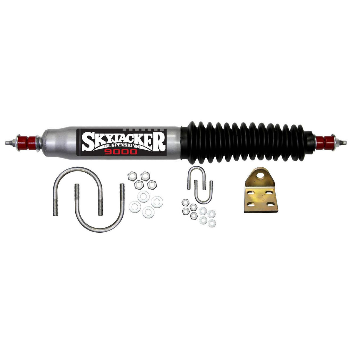 Skyjacker Steering Stabilizer Single Kit For Use w/Straight Axle Silver w/Black Boot - 9110