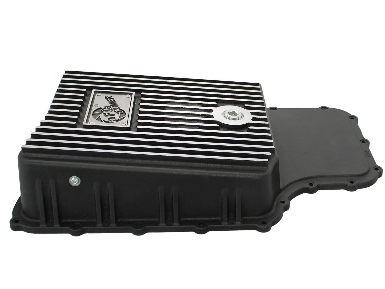 aFe POWER Transmission Pan Black w/ Machined Fins (2011-2021 F-250 Super Duty, F-250 Super Duty, F-350 Super Duty, F-350 Super Duty) - 46-70182