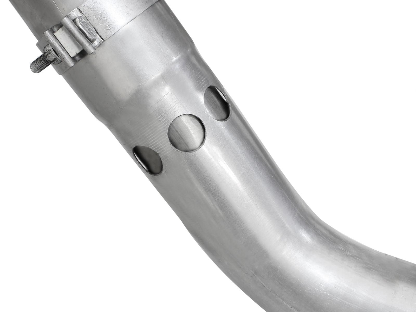 AFE Large Bore-HD 4 IN 409 Stainless Steel DPF-Back Exhaust System w/Polished Tip (Ford Diesel Trucks 15-16 V8-6.7L (td)) - 49-43122-P