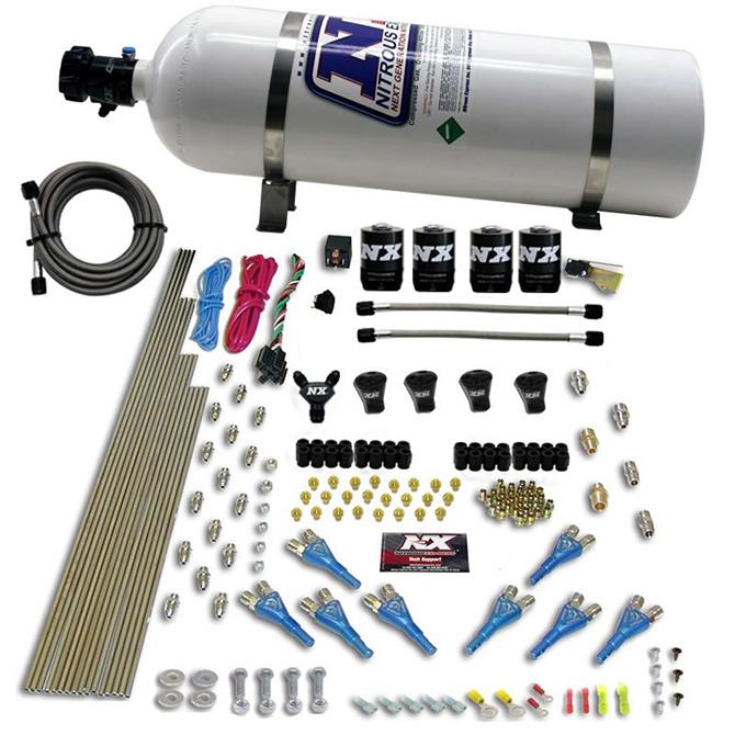 Nitrous Express Pro-Shk/Gas (200,300,400,500,600Hp) 4 Solenoids With 15Lb Bottle - 92006-15