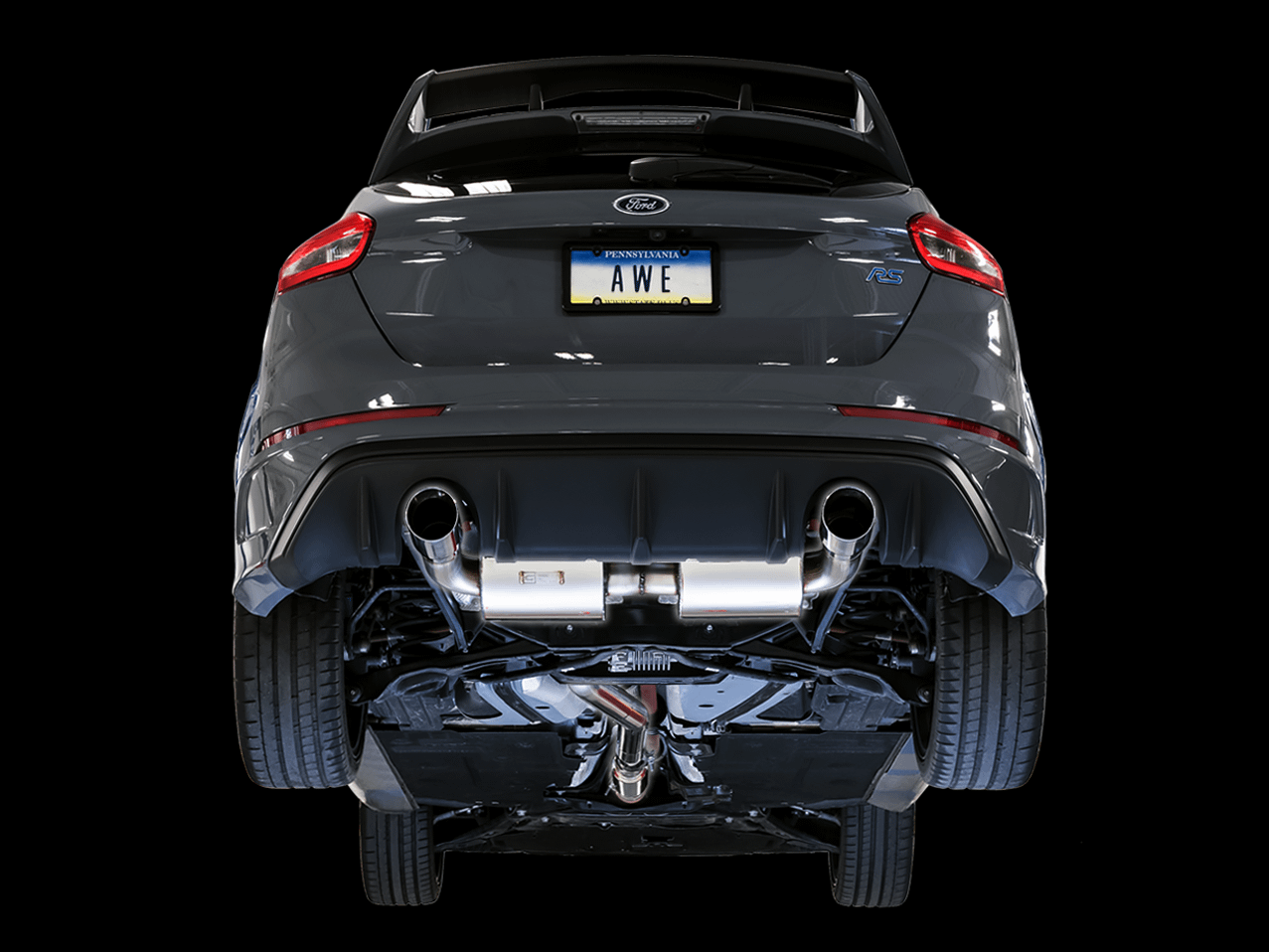 AWE 3020-33042 2016-2018 Focus RS Touring Edition Catback Exhaust with Diamond Black Tips (Resonated)