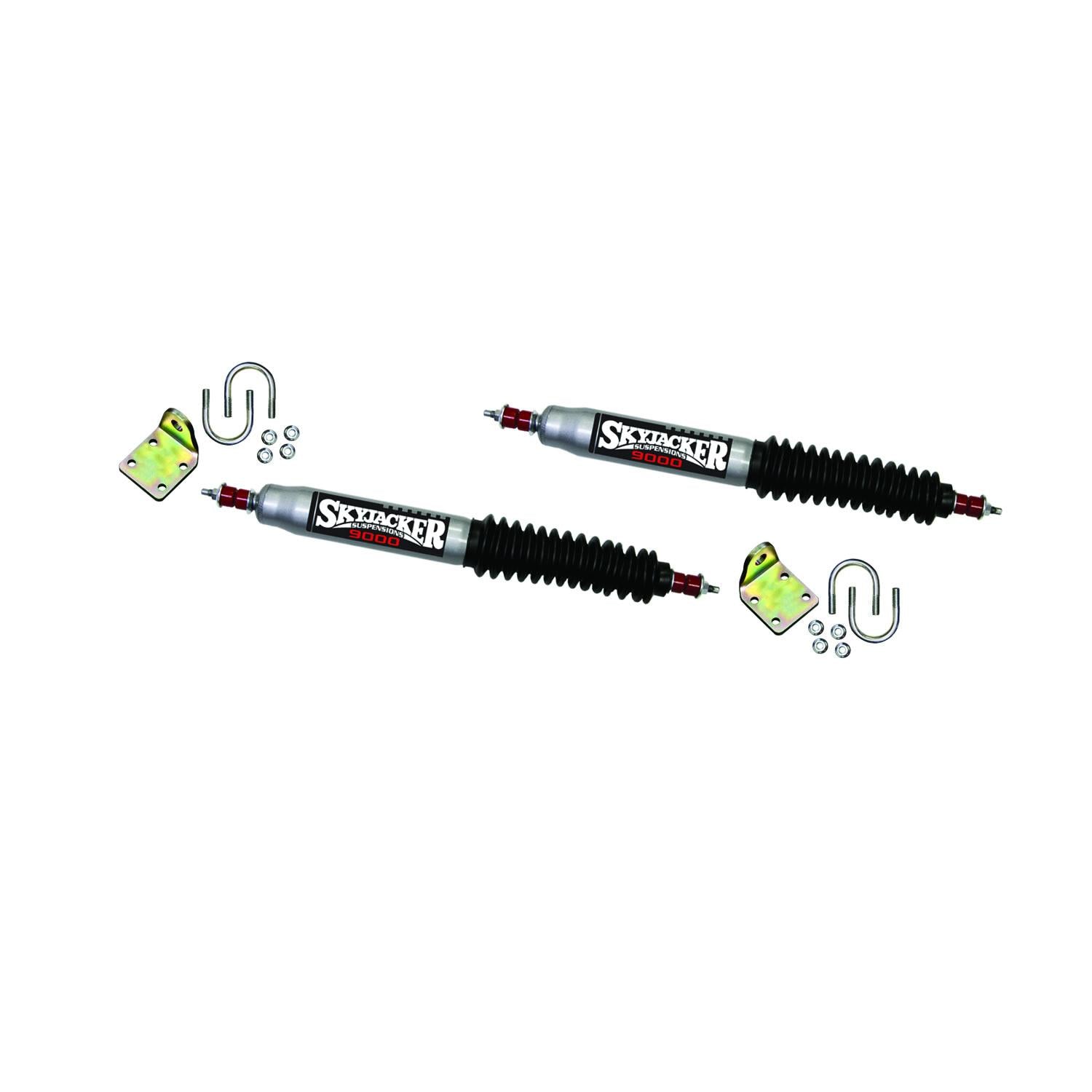 Skyjacker Steering Stabilizer Dual Kit w/OEM Location Silver w/Black Boots - 9210