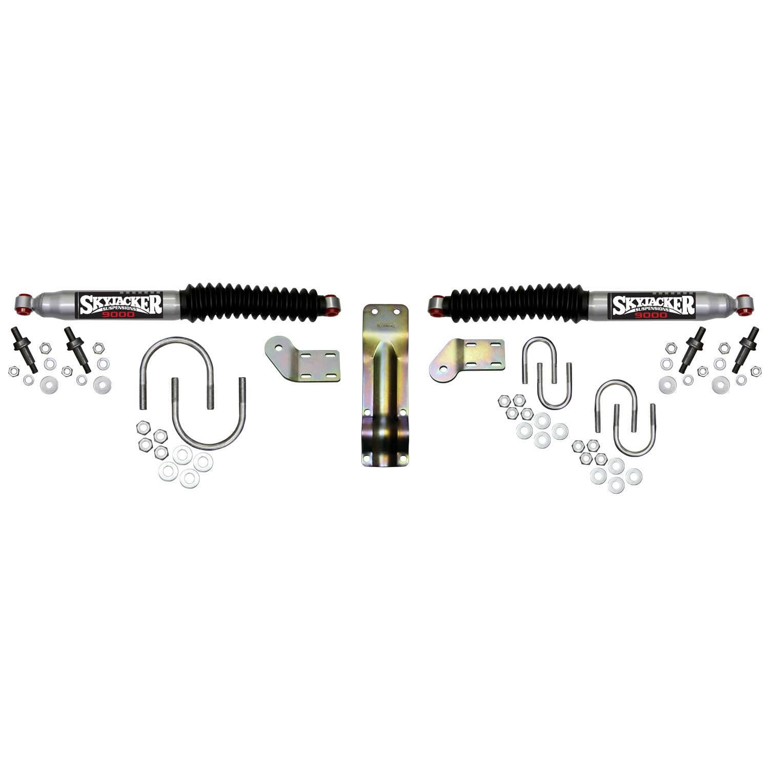 Skyjacker Steering Stabilizer Dual Kit Silver w/Black Boots 98-01 Dodge Ram 1500 98-02 Dodge Ram 2500 98-02 Dodge Ram 3500 - 9218