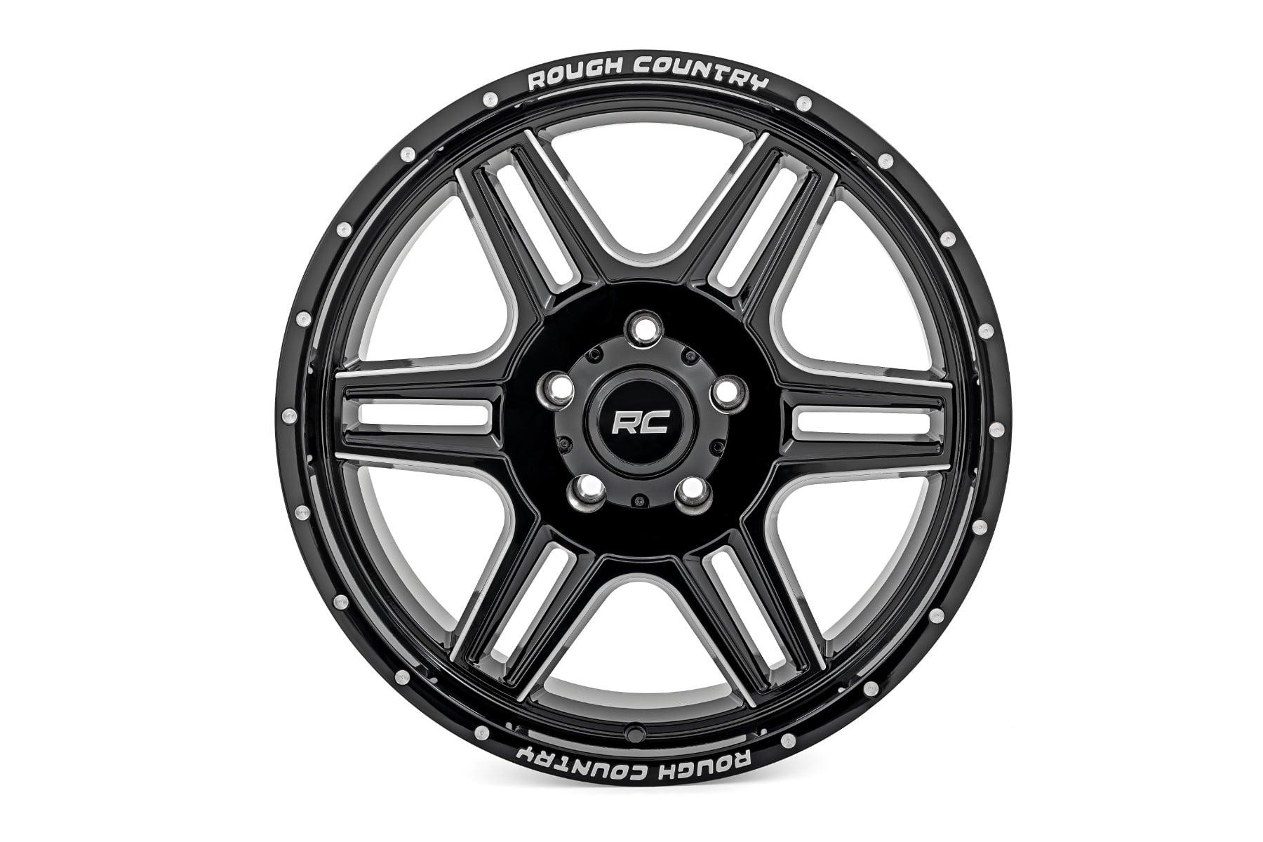 Rough Country 92 Series Wheel Machined One-Piece Gloss Black 18x9 6x5.5 +0mm (1960-1998 Land Cruiser, C10 Pickup, K10 Pickup, K10 Suburban, Blazer, K20 Pickup, Jimmy, K25/K2500 Pickup, K15/K1500 Pickup, K15/K1500 Suburban, Wagoneer, Cherokee, J20, J10, K1