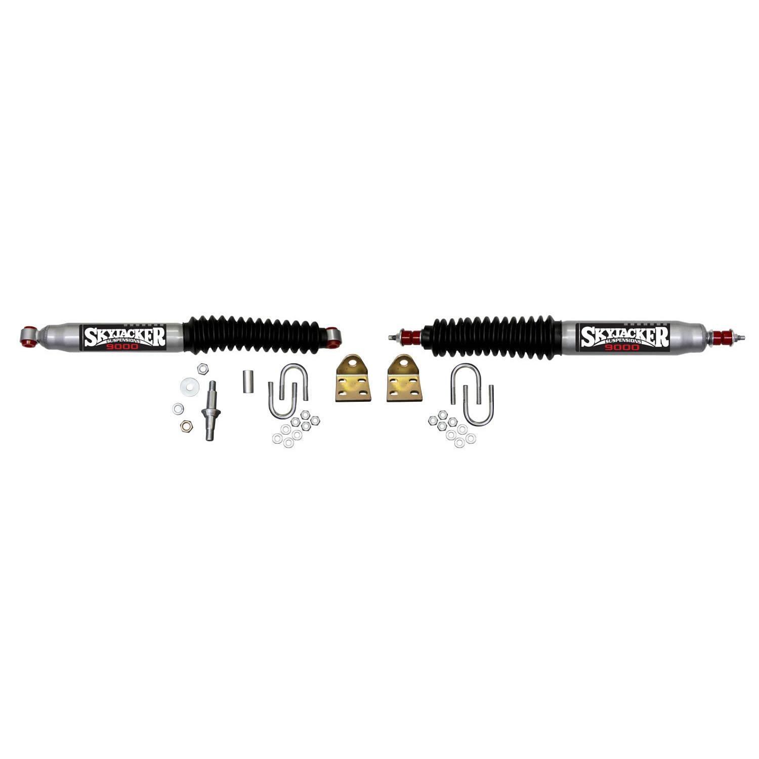 Skyjacker Steering Stabilizer Dual Kit Silver w/Black Boots 97-06 Jeep TJ 97-16 Jeep Wrangler - 9219
