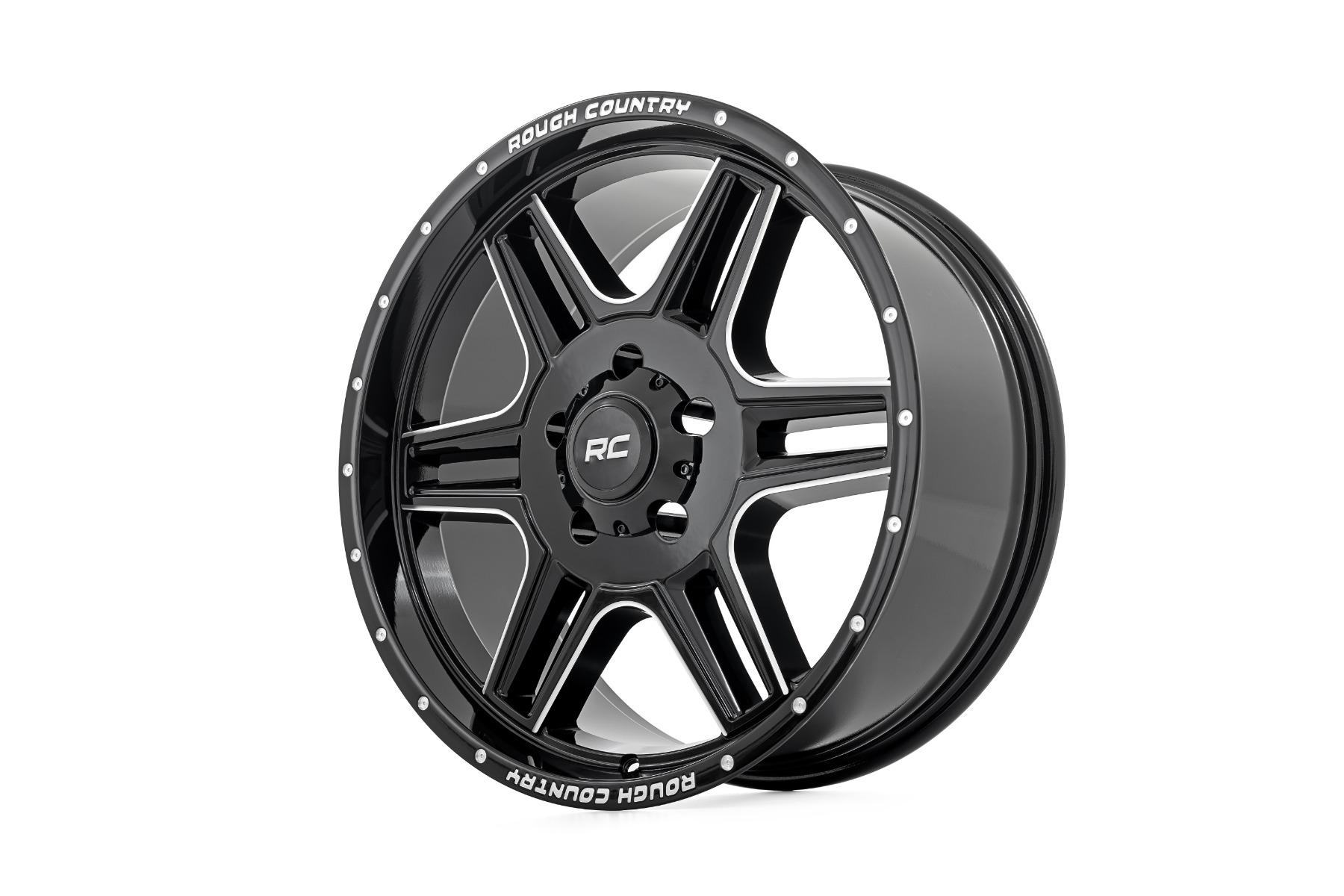 Rough Country 92 Series Wheel Machined One-Piece Gloss Black 20x9 6x5.5 +0mm (1960-1998 Land Cruiser, K10 Pickup, C10 Pickup, Blazer, K10 Suburban, K20 Pickup, Jimmy, K15/K1500 Suburban, K25/K2500 Pickup, K15/K1500 Pickup, Wagoneer, Cherokee, J20, J10, K1