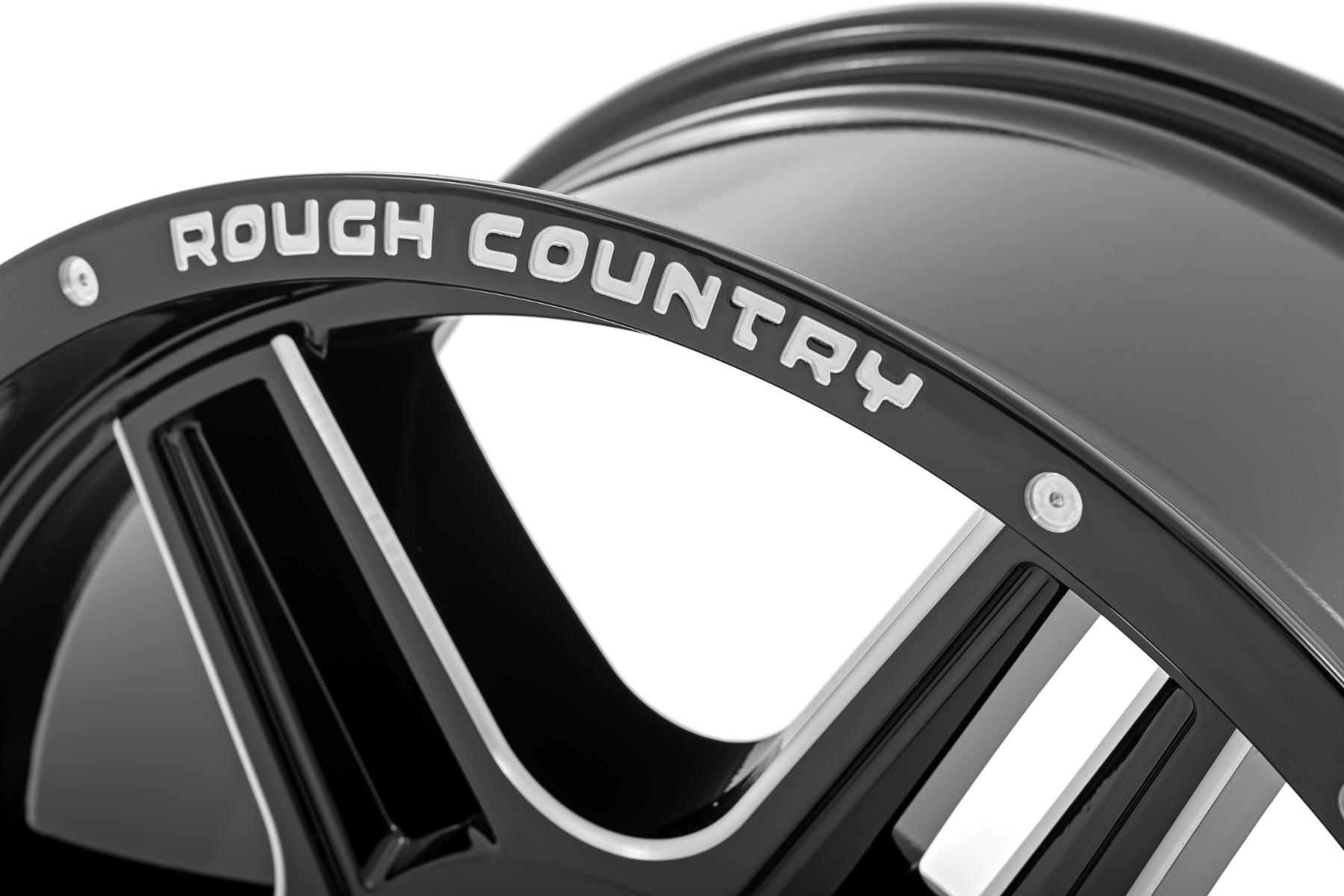 Rough Country 92 Series Wheel Machined One-Piece Gloss Black 20x9 6x5.5 +0mm (1960-1998 Land Cruiser, K10 Pickup, C10 Pickup, Blazer, K10 Suburban, K20 Pickup, Jimmy, K15/K1500 Suburban, K25/K2500 Pickup, K15/K1500 Pickup, Wagoneer, Cherokee, J20, J10, K1