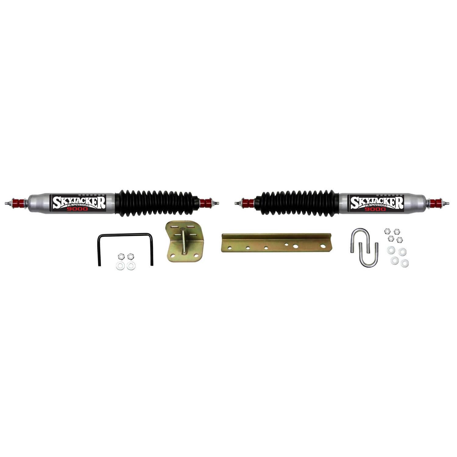 Skyjacker Steering Stabilizer Dual Kit w/o OEM Location Silver w/Black Boots - 9240