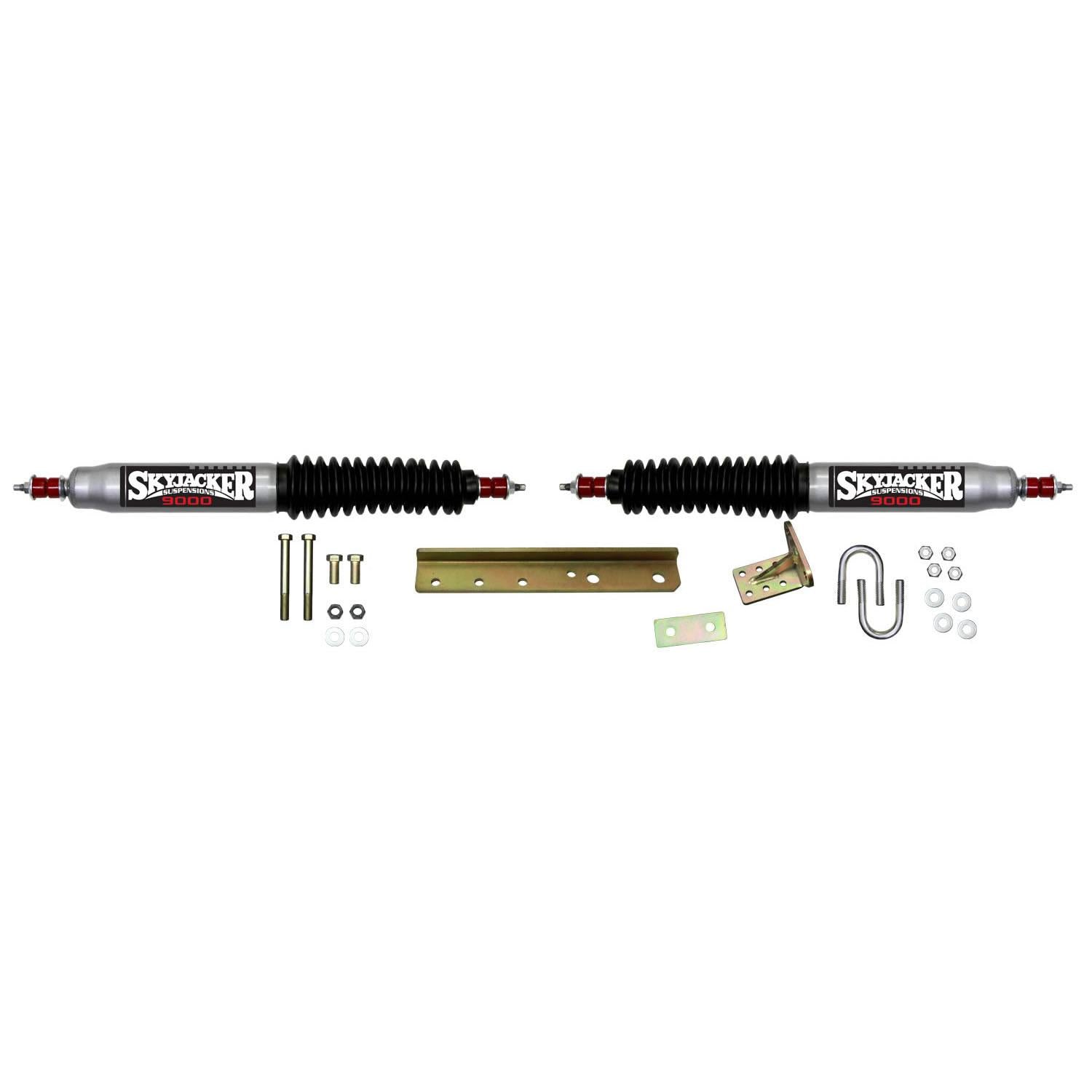 Skyjacker Steering Stabilizer Dual Kit Silver w/Black Boots 83-97 Ford Ranger 84-90 Ford Bronco II 91-94 Ford Explorer - 9250