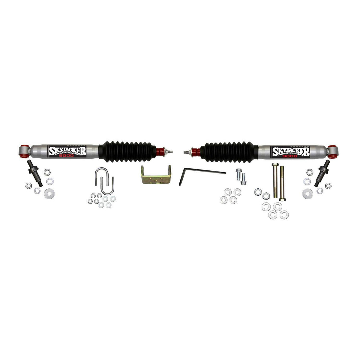Skyjacker Steering Stabilizer Dual Kit For Use w/1/2 Ton Vehicles Silver w/Black Boots - 9296