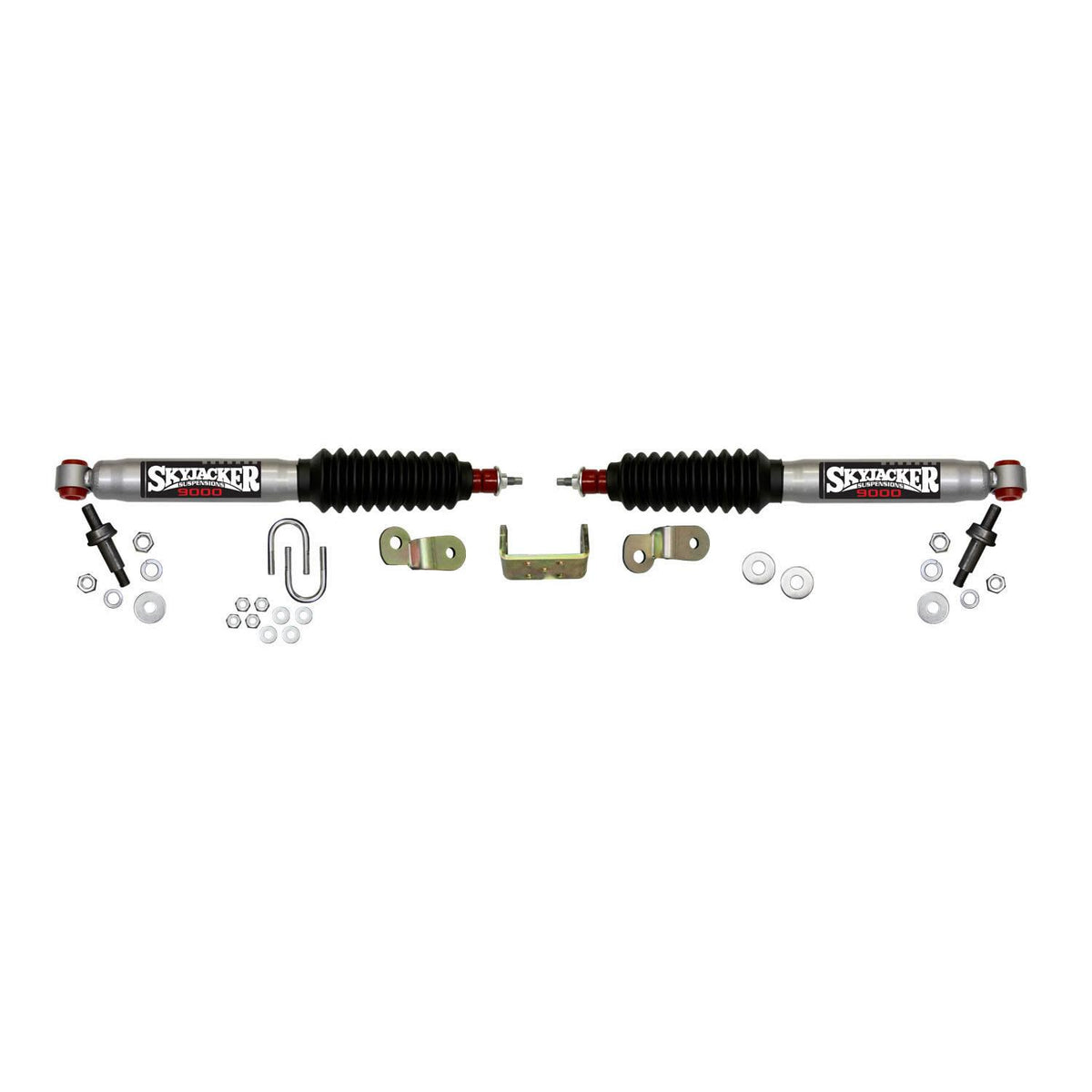 Skyjacker Steering Stabilizer Dual Kit For Use w/3/4 Ton Vehicles Silver w/Black Boots - 9298