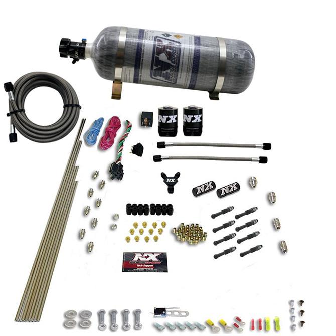 Nitrous Express 8 Cyl Dry Direct Port, 2 Solenoids, W/ Composite Bottle (200-600Hp Jetting) - 93006-12
