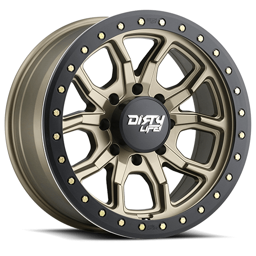 Dirty Life Wheels 9303 DT-1 20x9 / 8x165.1 BP / 0mm Offset / 130.8mm Hub Satin Gold Wheel - Beadlock - 9303-2981MGD