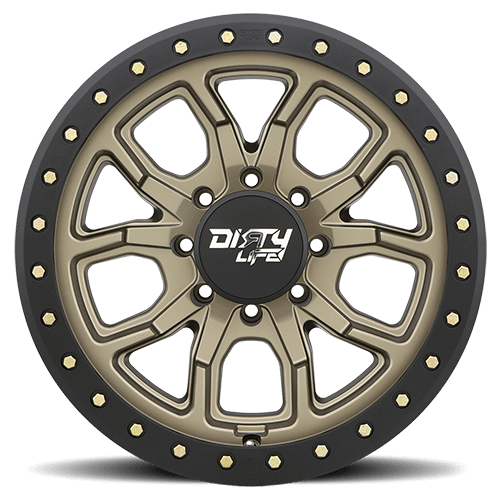 Dirty Life Wheels 9303 DT-1 20x9 / 8x165.1 BP / 0mm Offset / 130.8mm Hub Satin Gold Wheel - Beadlock - 9303-2981MGD