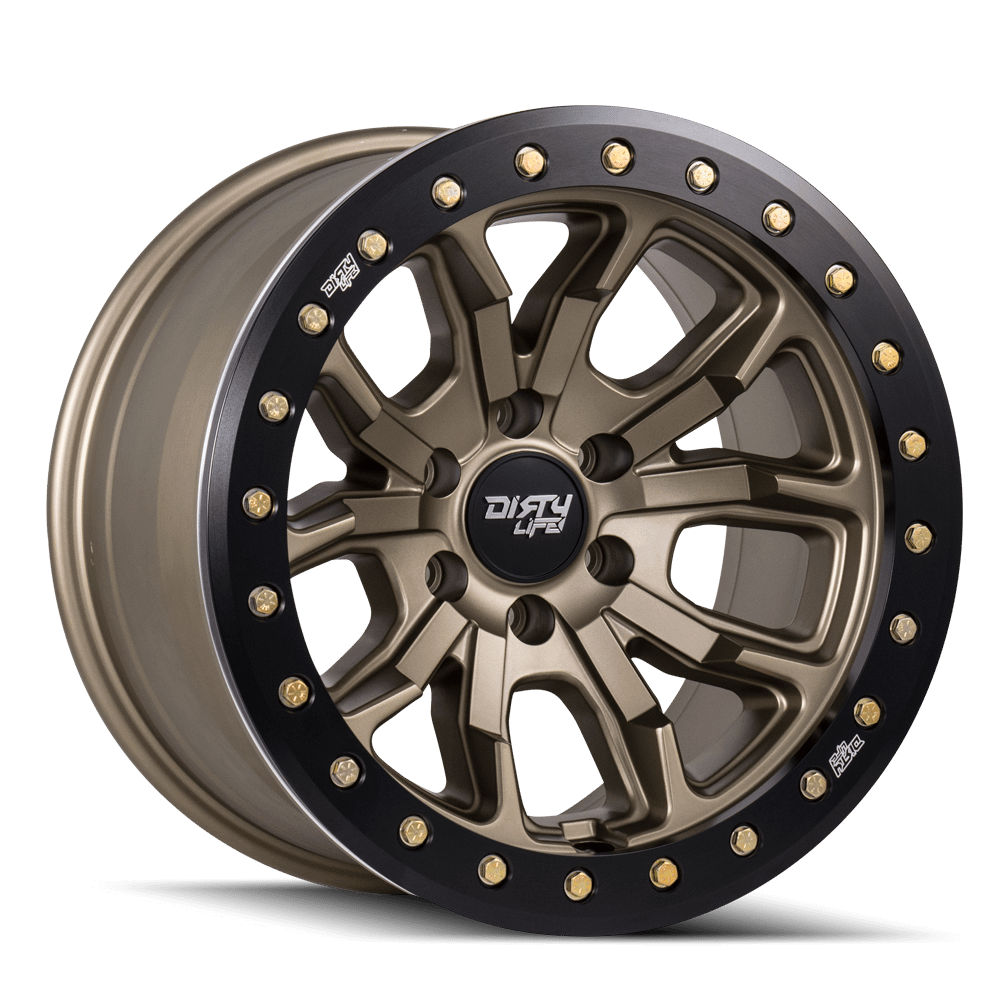 Dirty Life Wheels 9303 DT-1 17x9 / 6x139.7 BP / -38mm Offset / 106mm Hub Satin Gold Wheel - Beadlock - 9303-7983MGD38