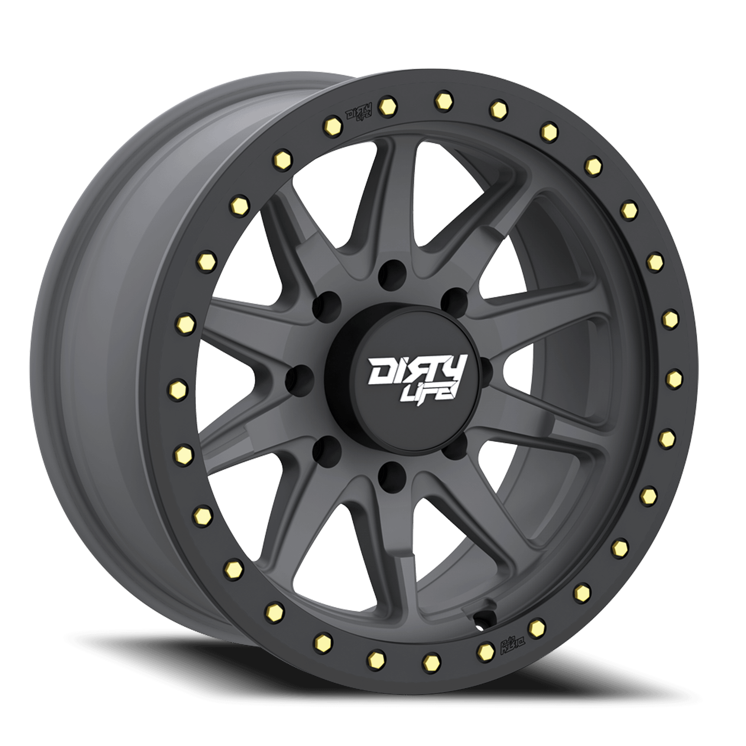 Dirty Life Wheels 9304 DT-2 17x9/5x127 BP/-12mm Offset/78.1mm Hub Matte Gunmetal Wheel - Beadlock - 9304-7973MGT12