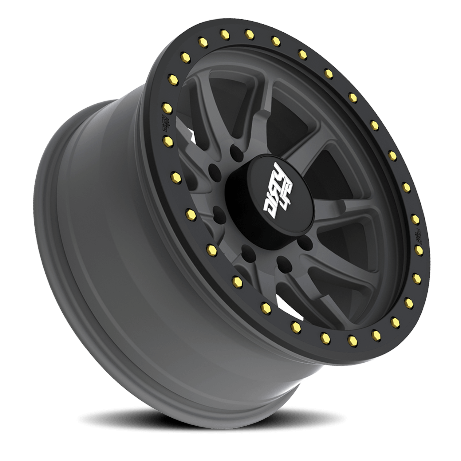 Dirty Life Wheels 9304 DT-2 17x9/5x127 BP/-38mm Offset/78.1mm Hub Matte Gunmetal Wheel - Beadlock - 9304-7973MGT38