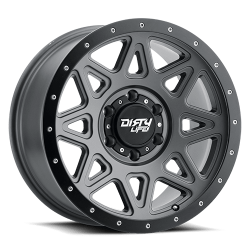 Dirty Life Wheels 9305 Theory 18x9/5x127 BP/0mm Offset/78.1mm Hub Matte Gunmetal Wheel - Beadlock - 9305-8973MGT