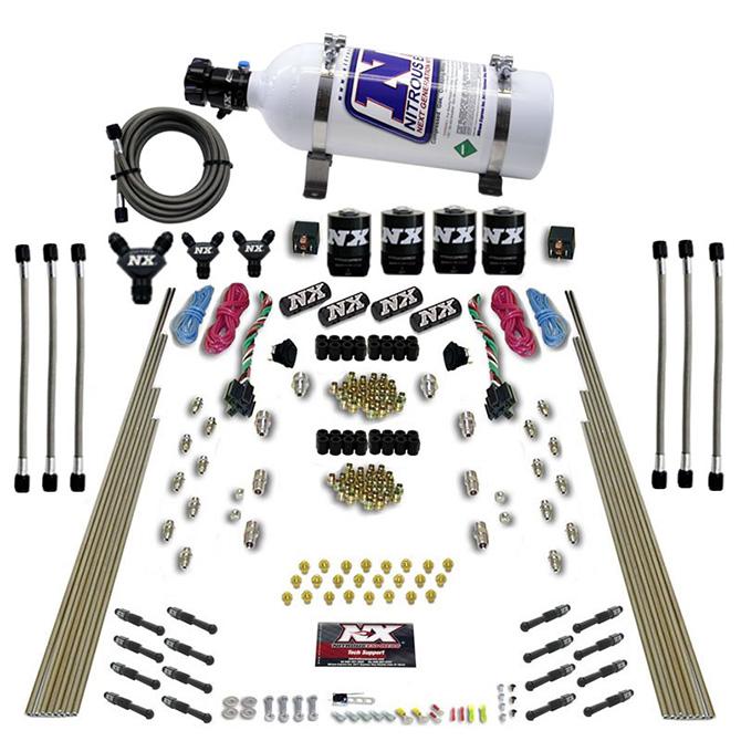 Nitrous Express 8 Cyl Dry Direct Port, Dual Stage, 4 Solenoids, With 5Lb Bottle (200-600Hp) - 93106-05