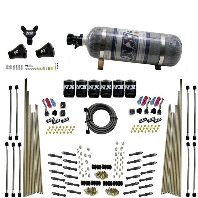 Nitrous Express 8 Cyl Dry Direct Port, Three Stage, 6 Solenoids, W/ Composite Bottle (200-600Hp) - 93206-12