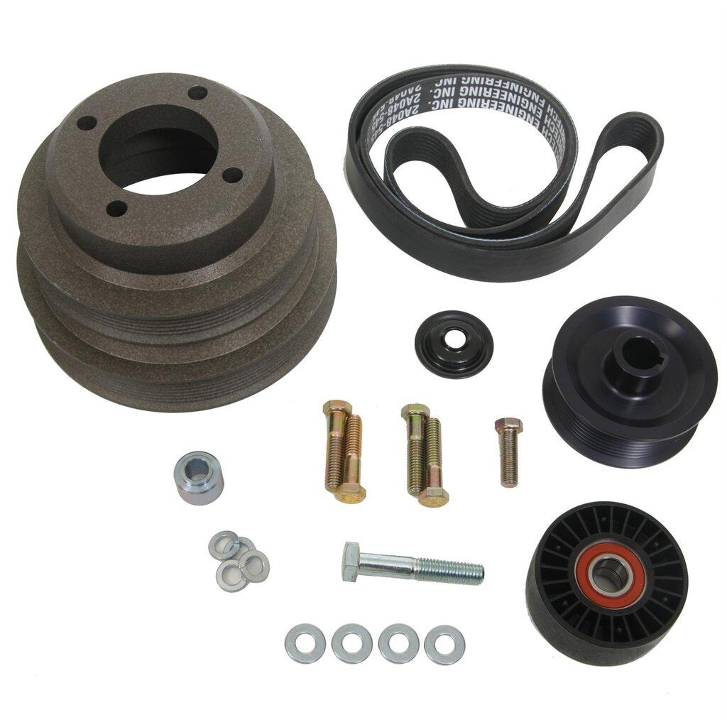 Vortech 8E018-333 1986-1993 5.0 Mustang 3.33" 8-Rib Pulley Pack, Accessory Drive-Standard