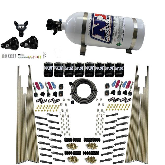 Nitrous Express 8 Cyl Dry Direct Port, Four Stage, 8 Solenoids, With 10Lb Bottle (200-600Hp) - 93306-10