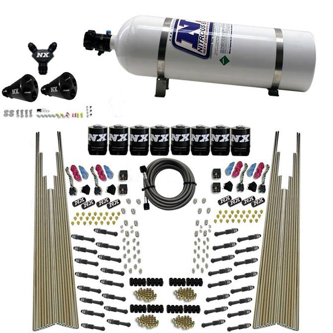 Nitrous Express 8 Cyl Dry Direct Port, Four Stage, 8 Solenoids, With 15Lb Bottle (200-600Hp) - 93306-15