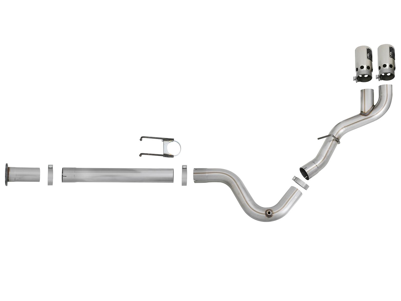 AFE Rebel XD 4 IN 409 Stainless Steel DPF-Back Exhaust System w/Polished Tip (2017-2021 F-250 Super Duty, F-350 Super Duty) - 49-43102-P