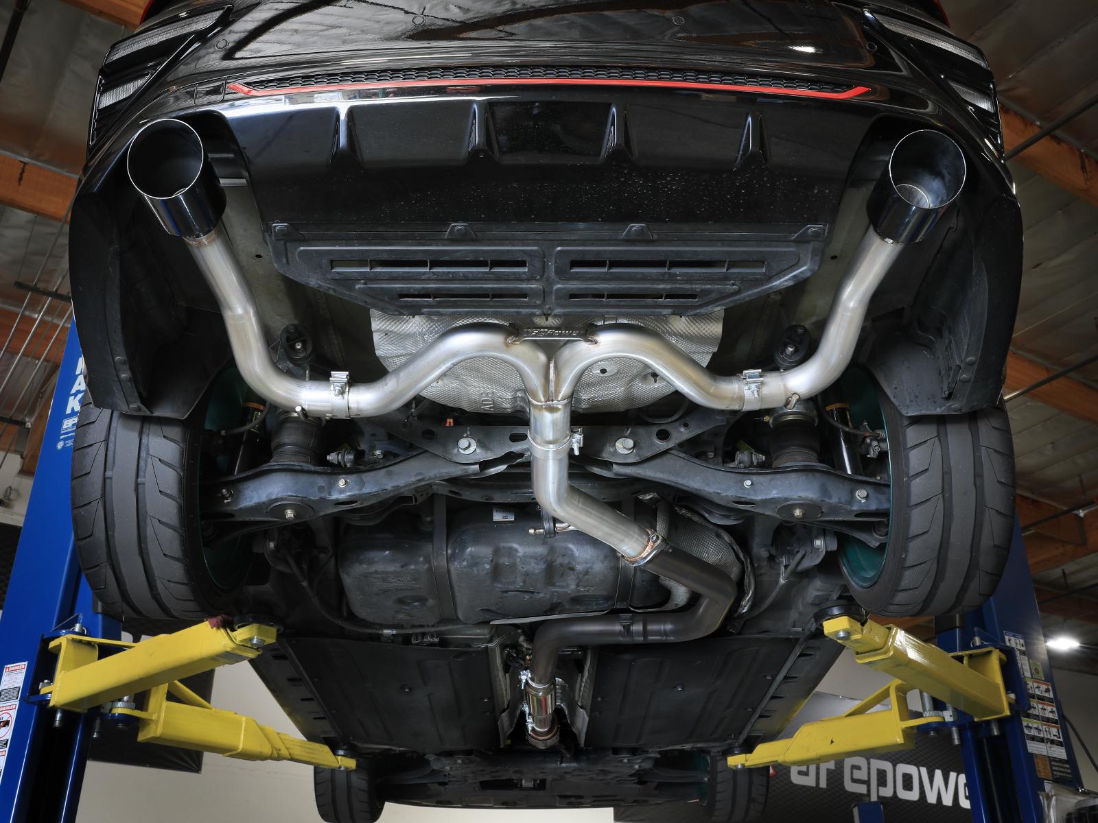 AFE Takeda 3 IN to 2-1/2 IN 304 Stainless Steel Axle-Back Exhaust w/ Black Tip (2020-2021 Forte GT) - 49-37037-B