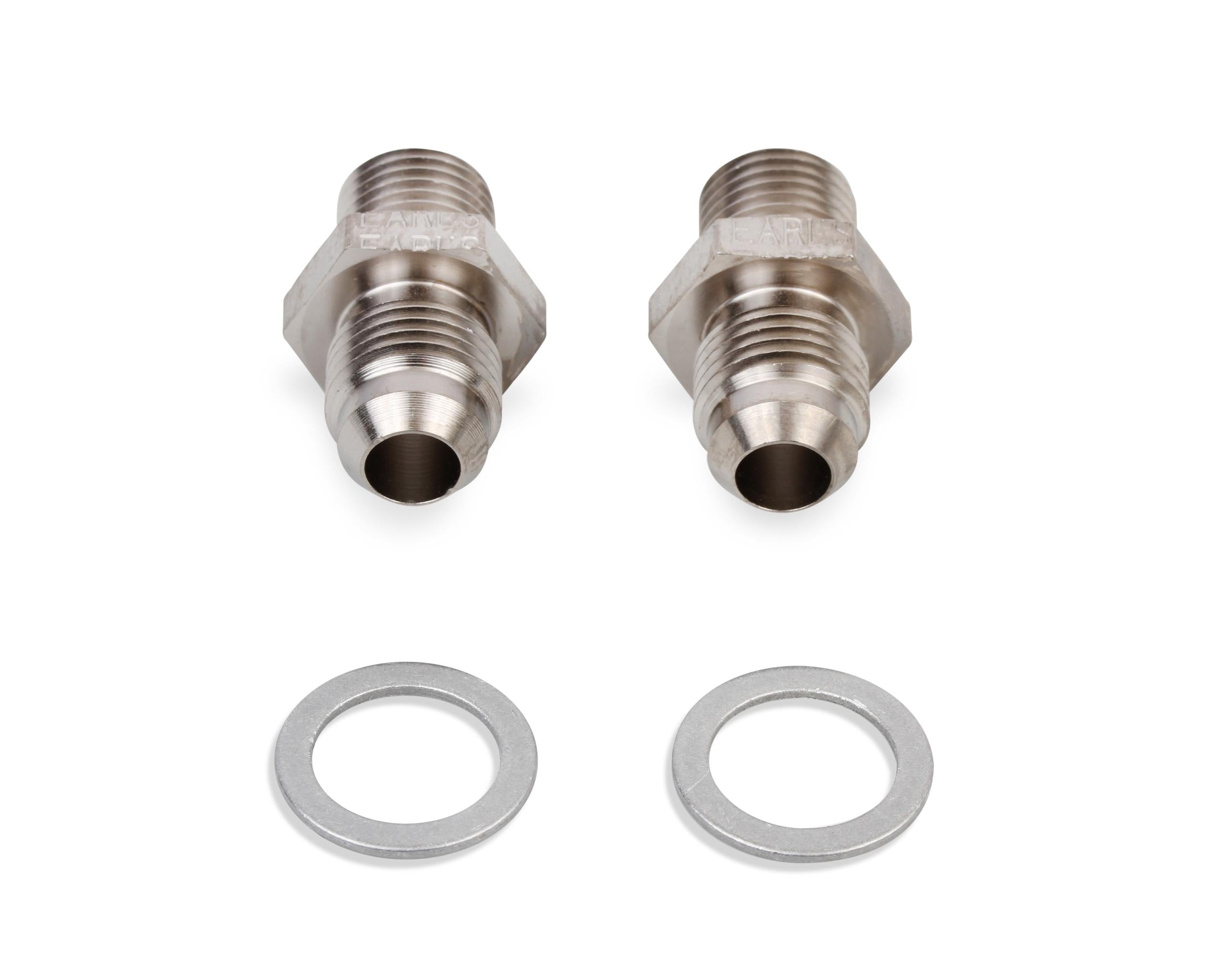 Earls Transmission Oil Cooler An To Npsm Adapter - Size: -6An Male To 1/4-18 Npsm Male W/Crush Washers - Nickel Plated Steel - 2 Pc. - Fits Most Th350/Th400/700R4/4L60 Transmission - - 940006ERL
