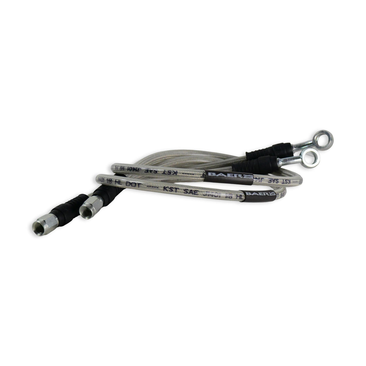 Baer 23" Long Braided Hose Set with 3AN Female Straight x 10mm 20° Banjo Ends - 6800502
