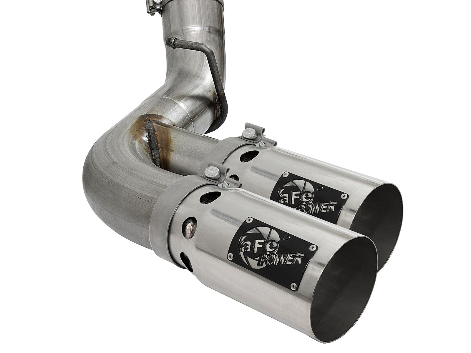 AFE Rebel XD 4 IN 409 Stainless Steel DPF-Back Exhaust w/Dual Polished Tips (2017-2019 Silverado 2500 HD, Silverado 3500 HD, Sierra 2500 HD, Sierra 3500 HD) - 49-44089-P