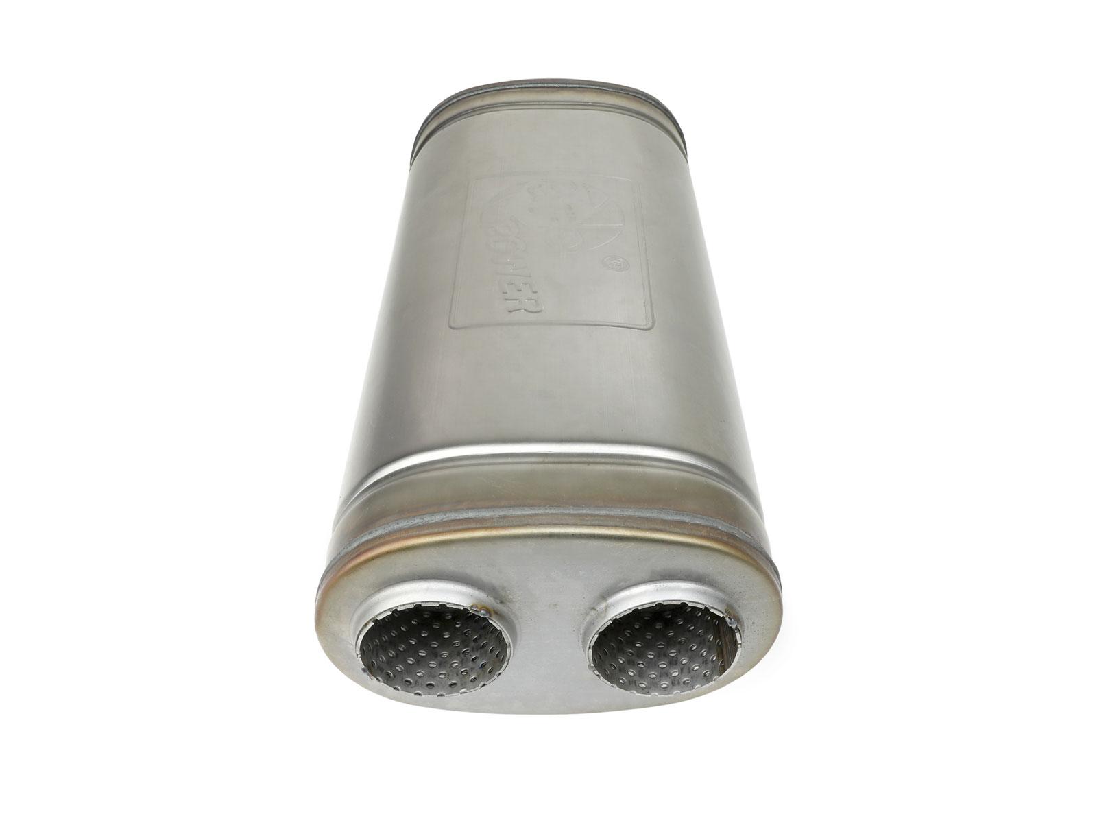 AFE MACH Force-Xp 409 Stainless Steel Muffler 2-1/2 IN Dual Inlet/Dual Outlet 5 IN H x 8 IN W x 18 IN L - Oval Body - 49M00052