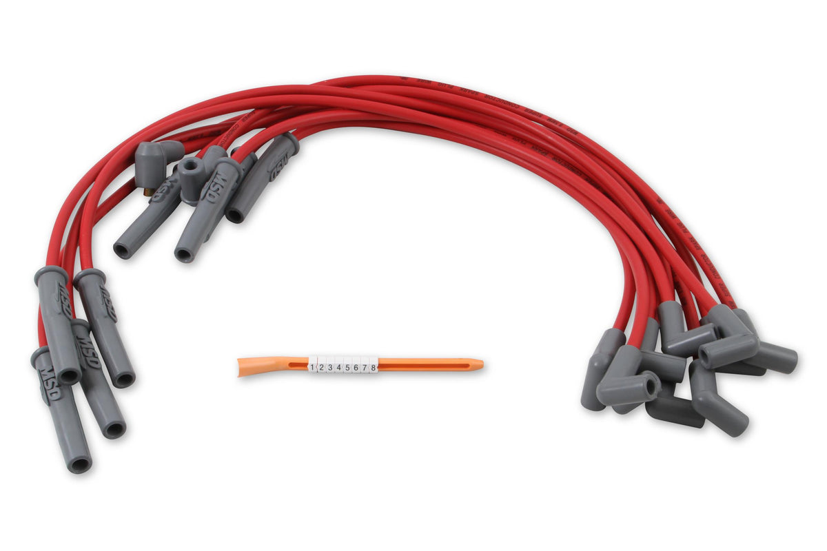 MSD 86-93 Mustang 5.0L Super Conductor Spark Plug Wires (Red)