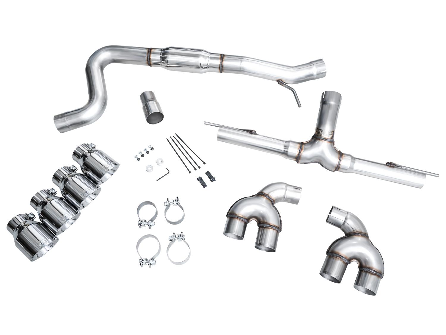 AWE Track Edition Exhaust for Volkswagen MK8 Golf R - Chrome Silver Tips - 3020-42658