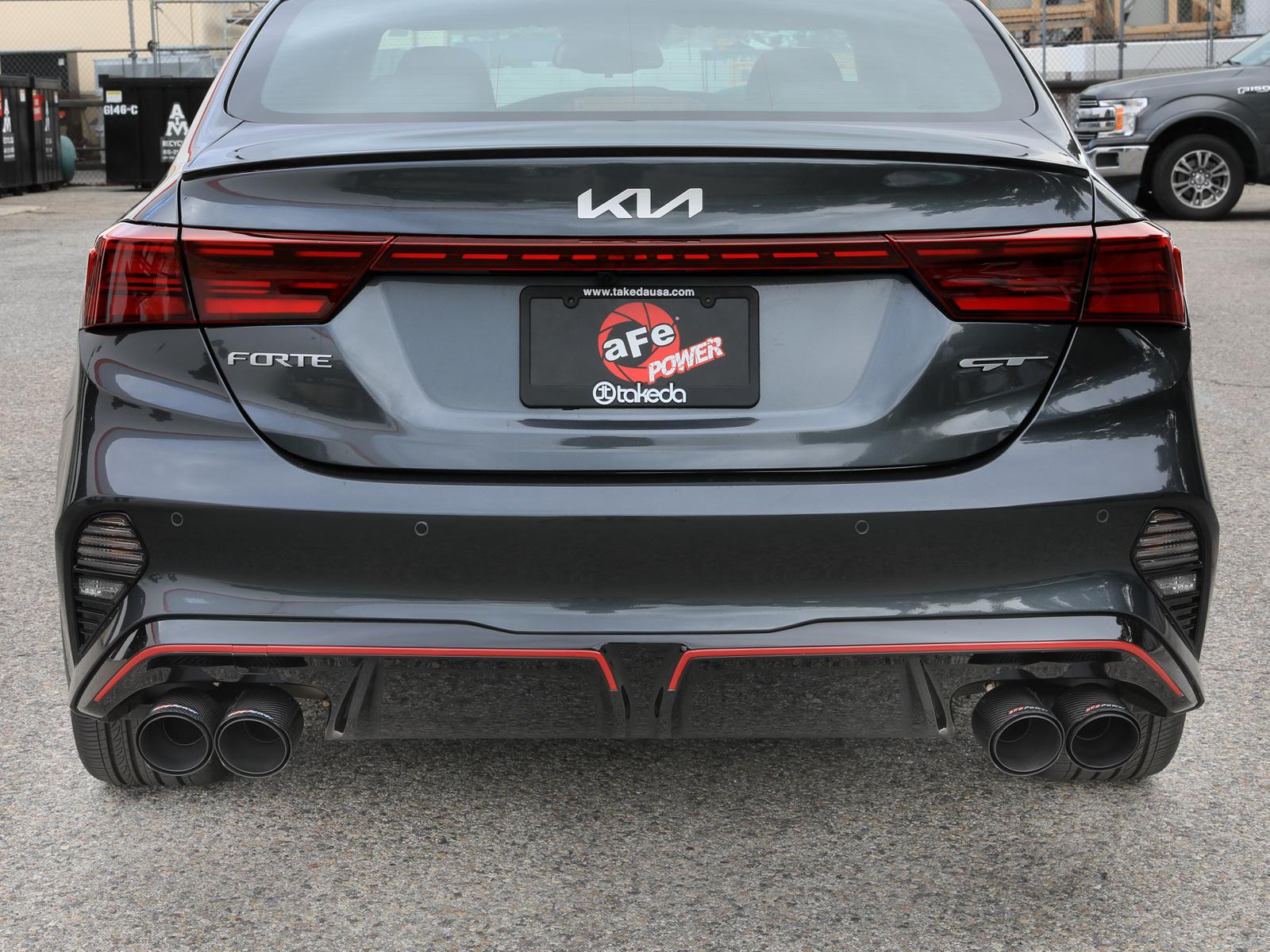 AFE Takeda 3 IN to 2-1/2 IN 304 Stainless Steel Axle-Back Exhaust Carbon Fiber Tip (2022-2024 Forte GT) - 49-37039-C