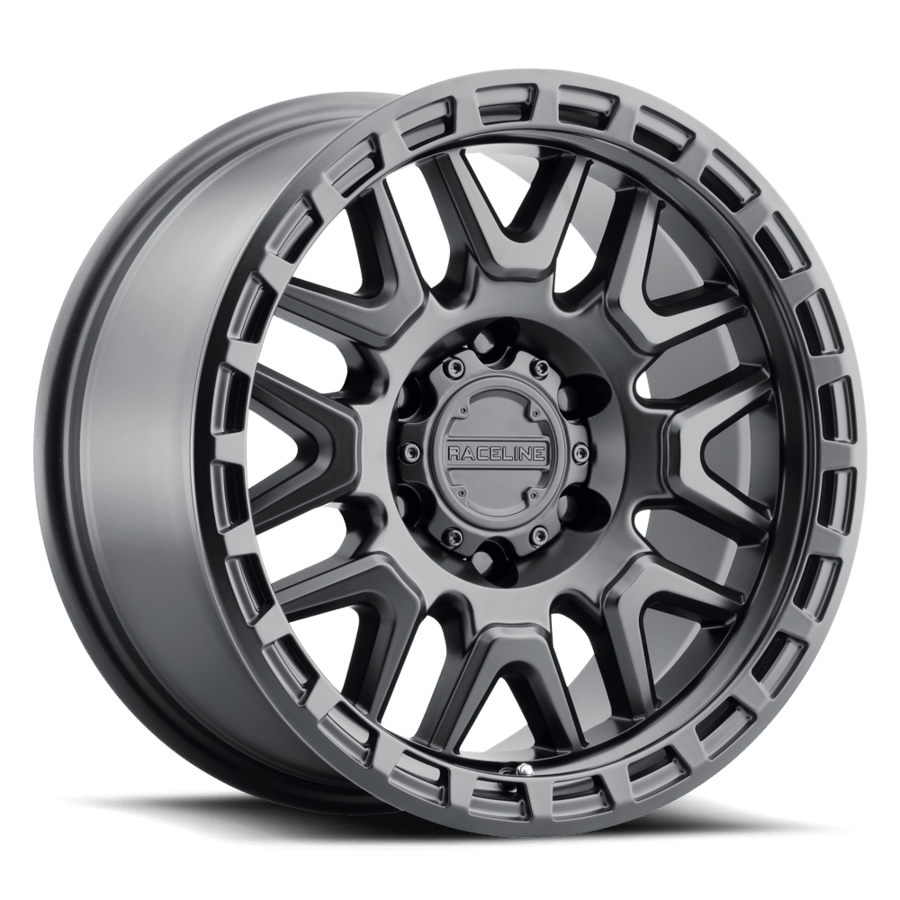 Raceline Wheels Aluminum Wheels 18x9 Krank 953B Satin Black -12 Offset 8 on 165.1 Bolt Pattern 125.2 Bore Raceline - 953B-89080-12