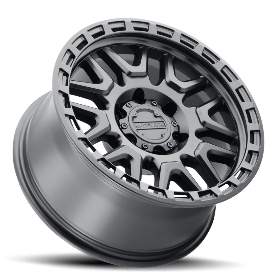 Raceline Wheels Aluminum Wheels 18x9 Krank 953B Satin Black -12 Offset 8 on 165.1 Bolt Pattern 125.2 Bore Raceline - 953B-89080-12