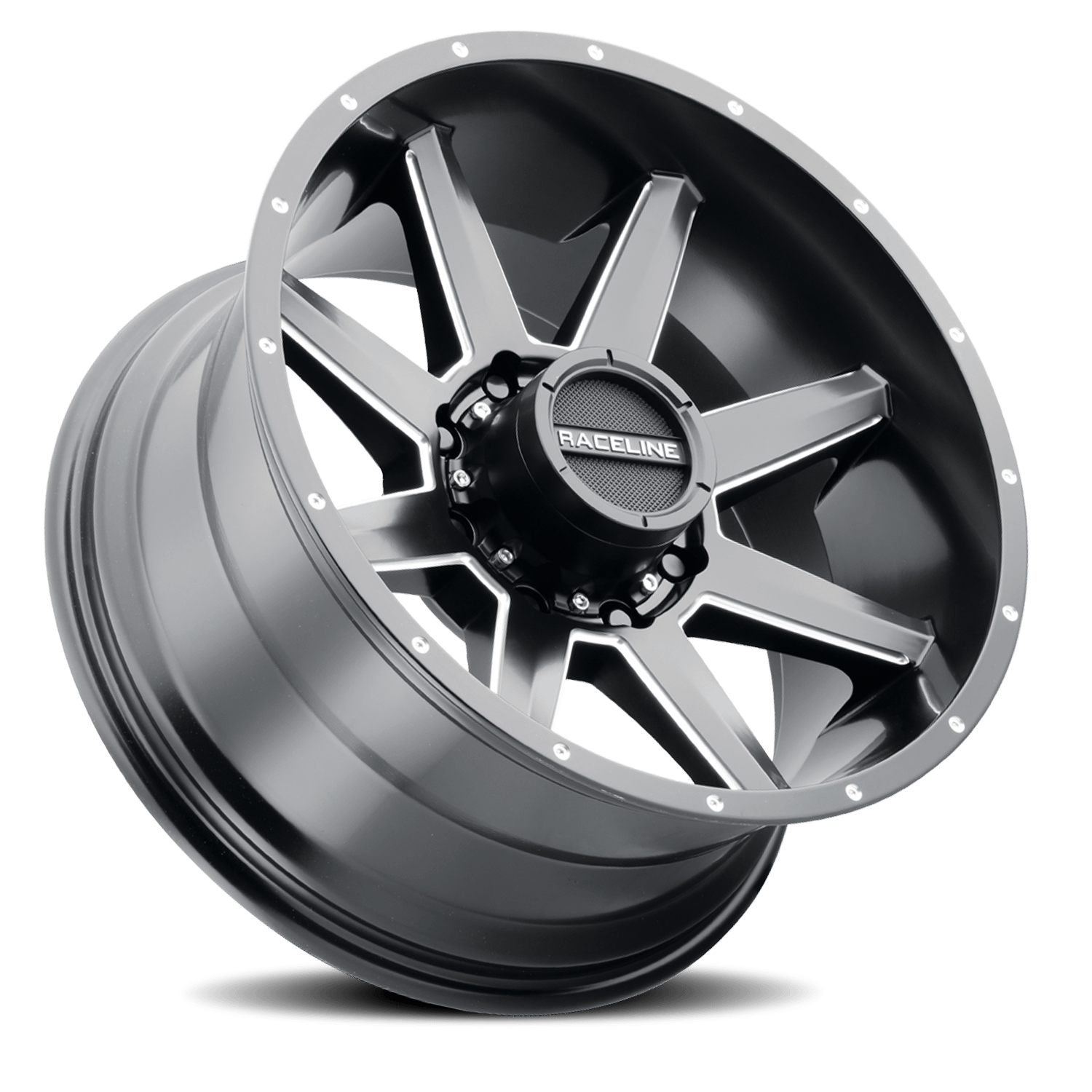 Raceline Wheels Aluminum Wheels 20x9 Stryker 954M Milled-Dimples Satin Black 18 Offset 8 on 180 Bolt Pattern 124.2 Bore Raceline - 954M-29088+18