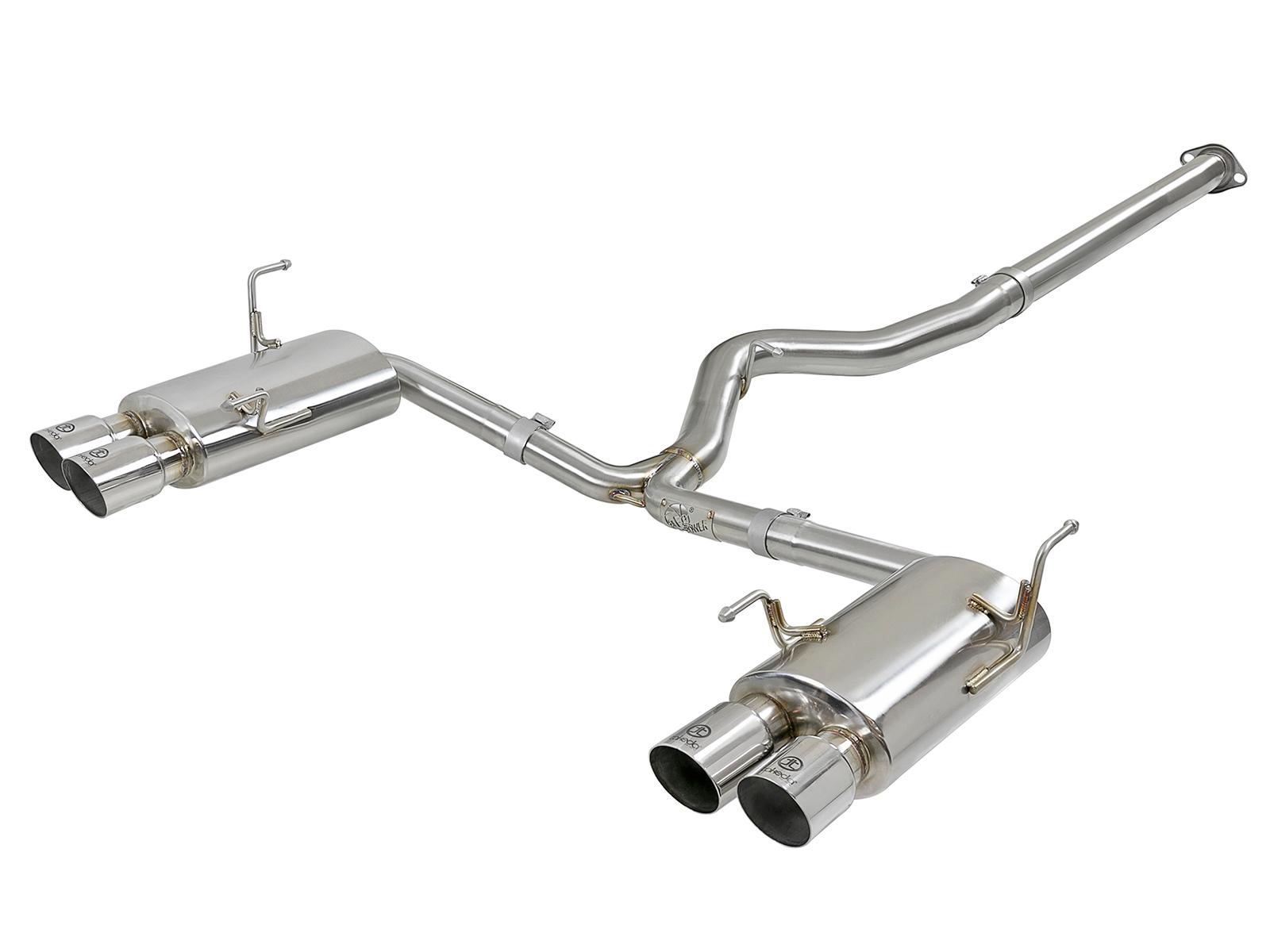AFE Takeda 3 IN to 2-1/4 IN 304 Stainless Steel Cat-Back Exhaust w/ Polished Tip (2015-2020 WRX, WRX STI) - 49-36801-P
