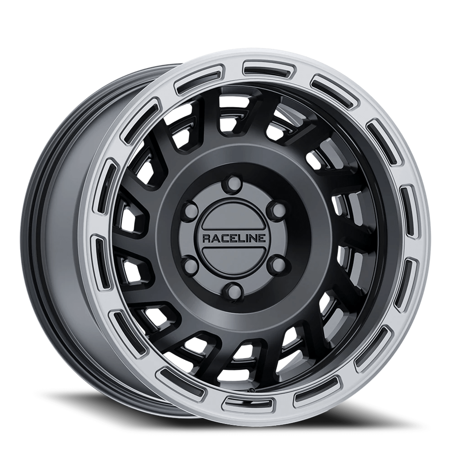 Raceline Wheels Aluminum Wheels 17x9 Halo 957BS Satin Black Silver Ring -12 Offset 8 on 170 Bolt Pattern 130.81 Bore Raceline - 957BS-79081-12