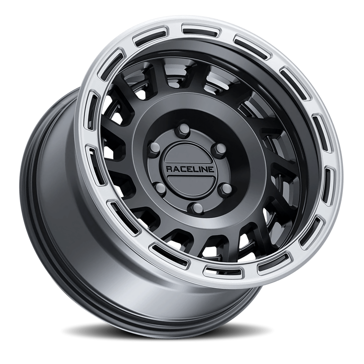 Raceline Wheels Aluminum Wheels 17x9 Halo 957BS Satin Black Silver Ring -12 Offset 8 on 170 Bolt Pattern 130.81 Bore Raceline - 957BS-79081-12