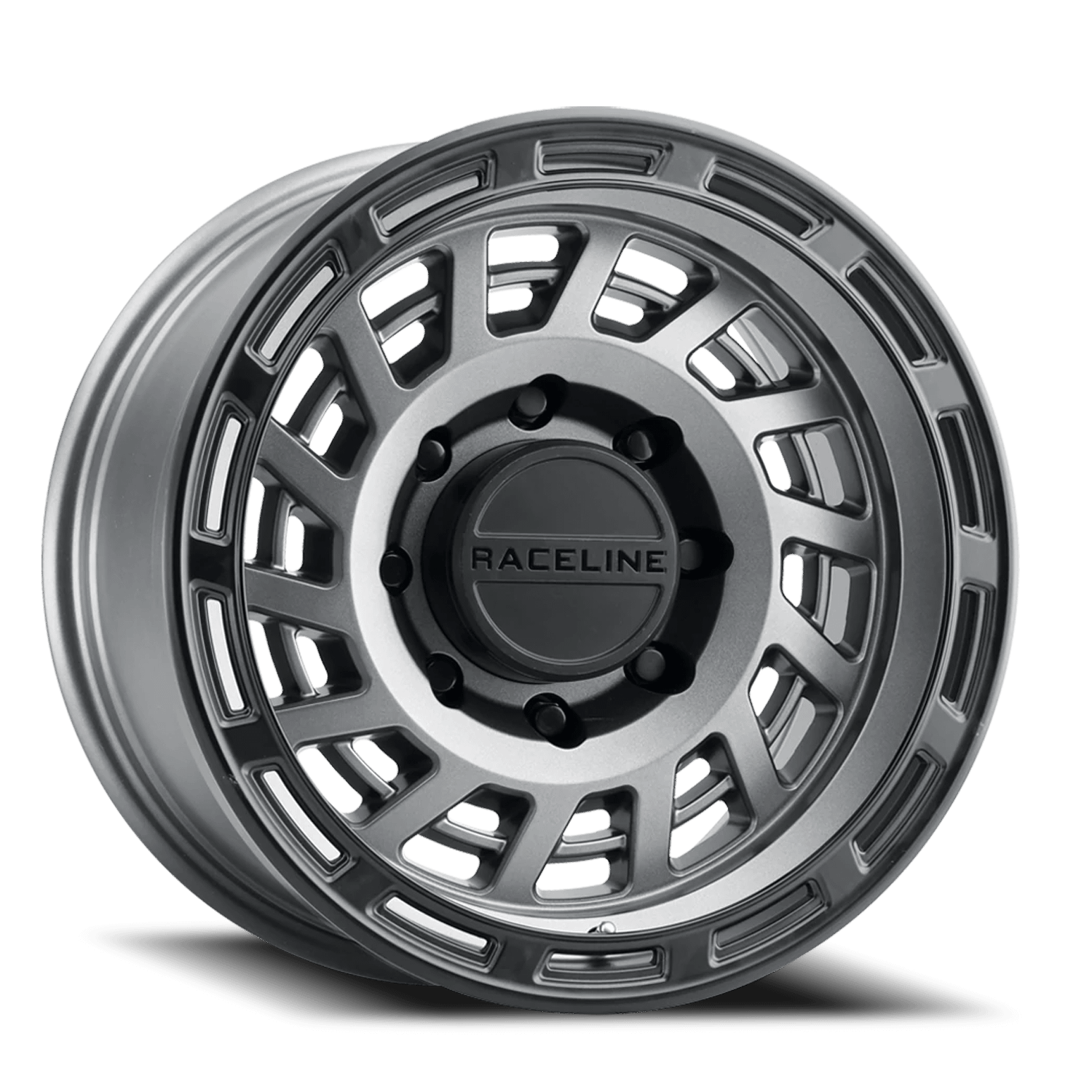 Raceline Wheels Aluminum Wheels 18x9 Halo 957GB Gunmetal Gray Black Ring -12 Offset 8 on 170 Bolt Pattern 130.81 Bore Raceline - 957GB-89081-12