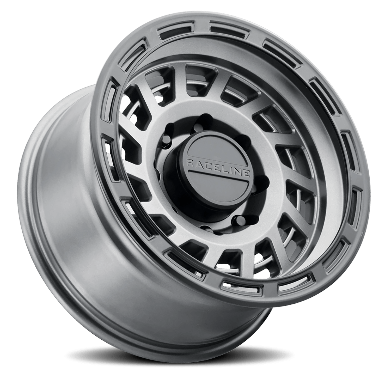 Raceline Wheels Aluminum Wheels 18x9 Halo 957GB Gunmetal Gray Black Ring -12 Offset 8 on 170 Bolt Pattern 130.81 Bore Raceline - 957GB-89081-12