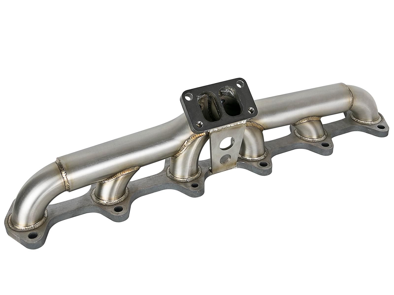AFE Twisted Steel 304 Stainless Steel Header w/ T3 Turbo Flange (Dodge Diesel Trucks 98.5-02 L6-5.9L (td)) - 48-32020