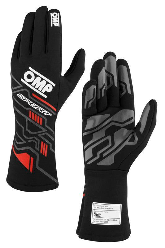 OMP SPORT GLOVES FIA 8856-2018 MY2025 BLACK / WHITE SZ L